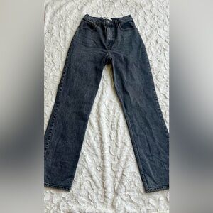 Abercrombie & Fitch Curve Love Straight Leg Jeans Washed Charcoal Black Size 26